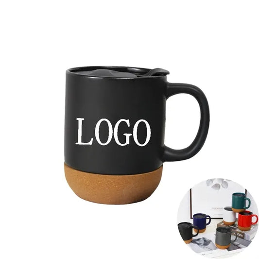 12Oz Cork Bottom Ceramic Mug with Lid