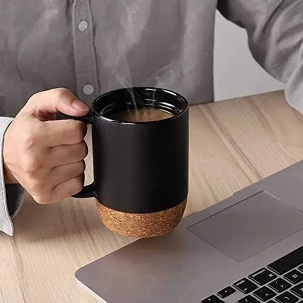 12Oz Cork Bottom Ceramic Mug with Lid
