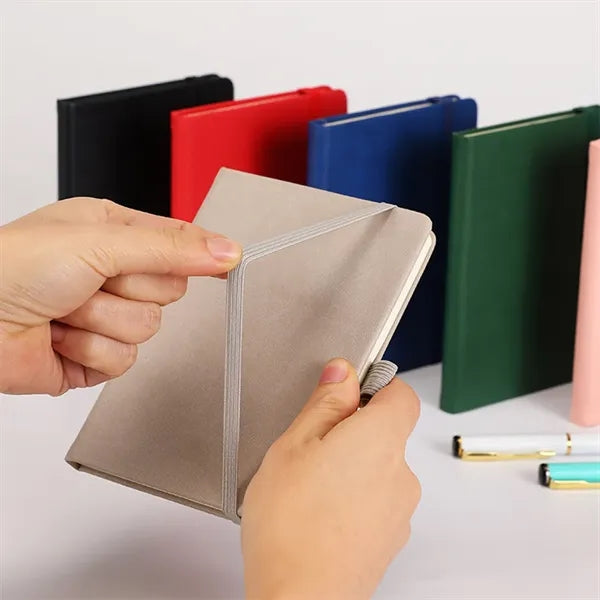 A6 PU Hard Leather Strap Notebook
