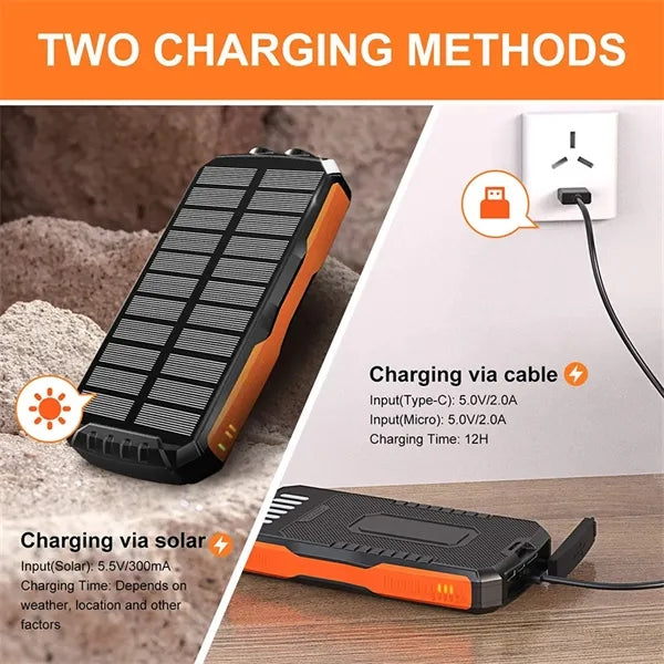 Solar Power Bank Wireless Charger 25000mAh
