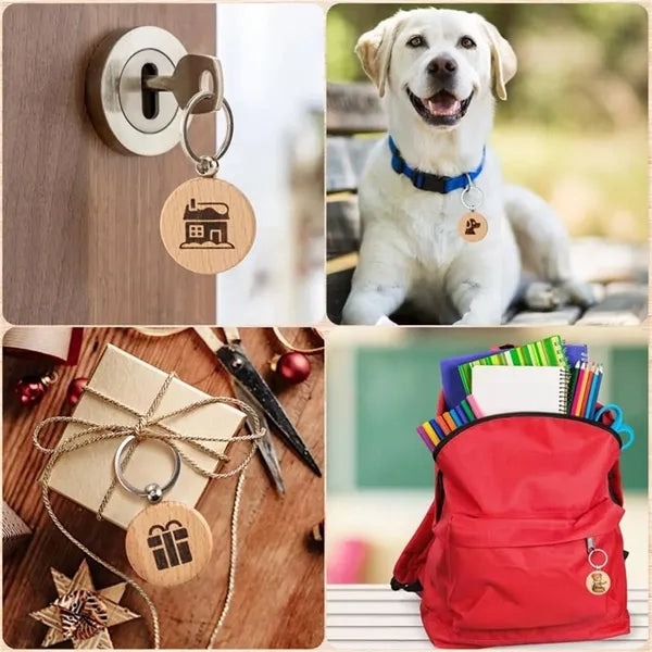 Natural Wood Slices-Wooden Keychain