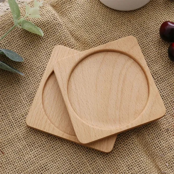 4in Wood Coasters for Drinks Round Square Customize