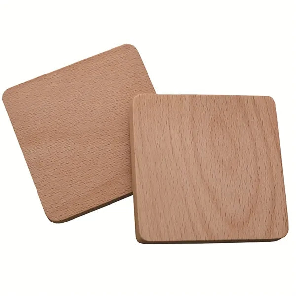 4in Wood Coasters for Drinks Round Square Customize