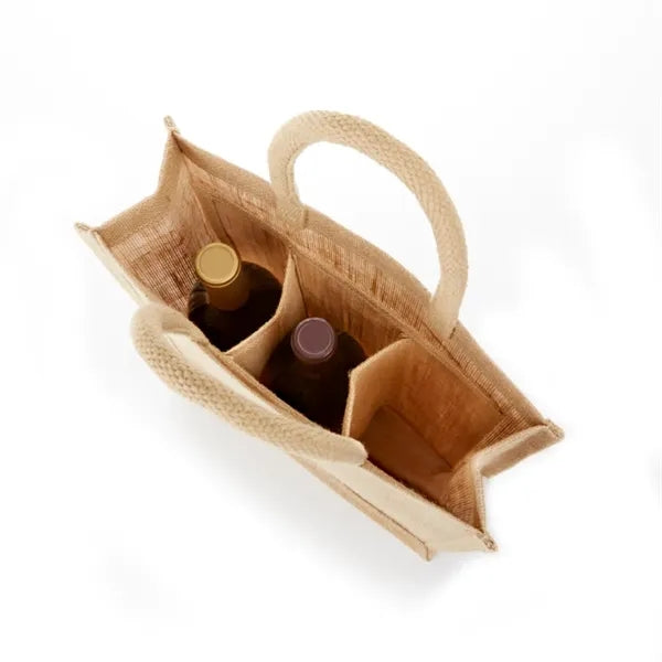 Eco-Friendly Jute Bag with Clear Front for Bottles