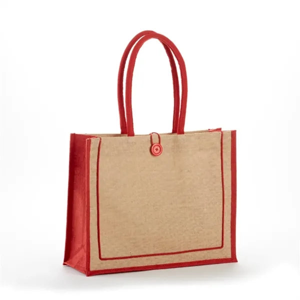 Jute Tote with Cotton Handles & Secure Closure