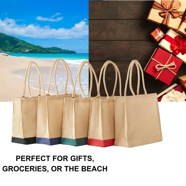 All Natural Jute Tote Bag with Rope Handles