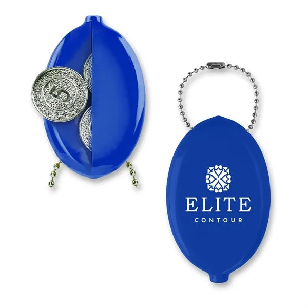 Oval Shape Coin Pouch With Keychain