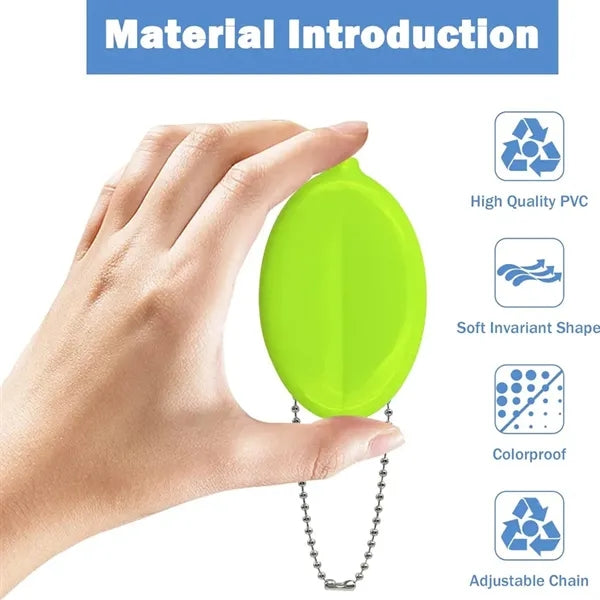 Oval Shape Coin Pouch With Keychain