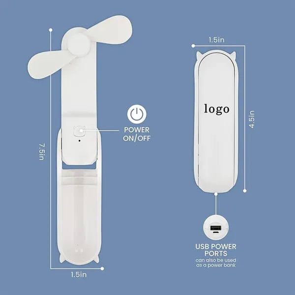 Portable Foldable Fan With Power Bank