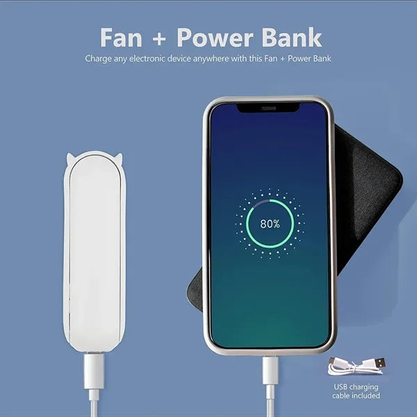 Portable Foldable Fan With Power Bank