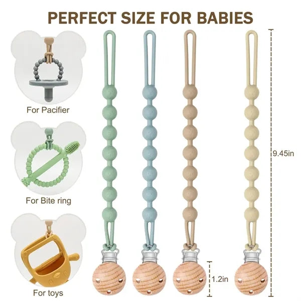 Silicone Pacifier Clip Holder with One Piece Design