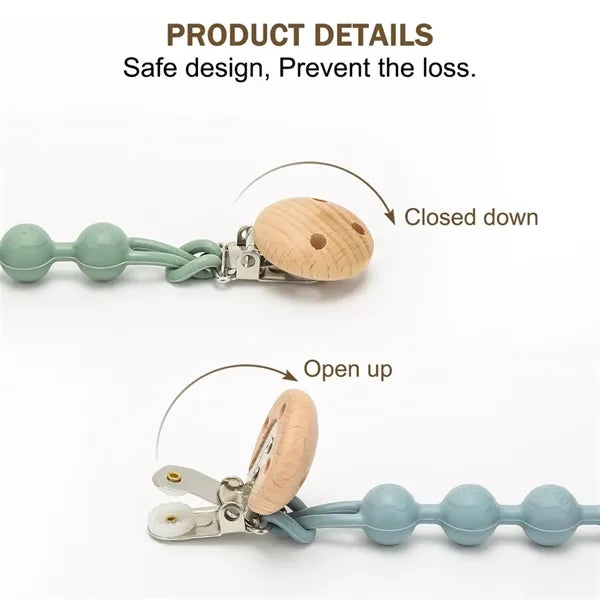 Silicone Pacifier Clip Holder with One Piece Design