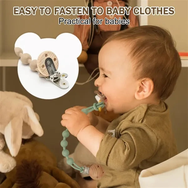 Silicone Pacifier Clip Holder with One Piece Design