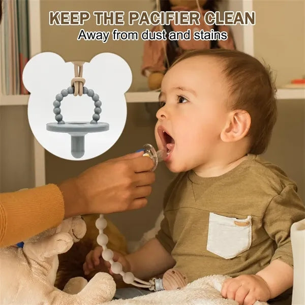 Silicone Pacifier Clip Holder with One Piece Design
