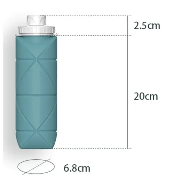 20oz. Collapsible Portable Silicone Water Bottle with Straw
