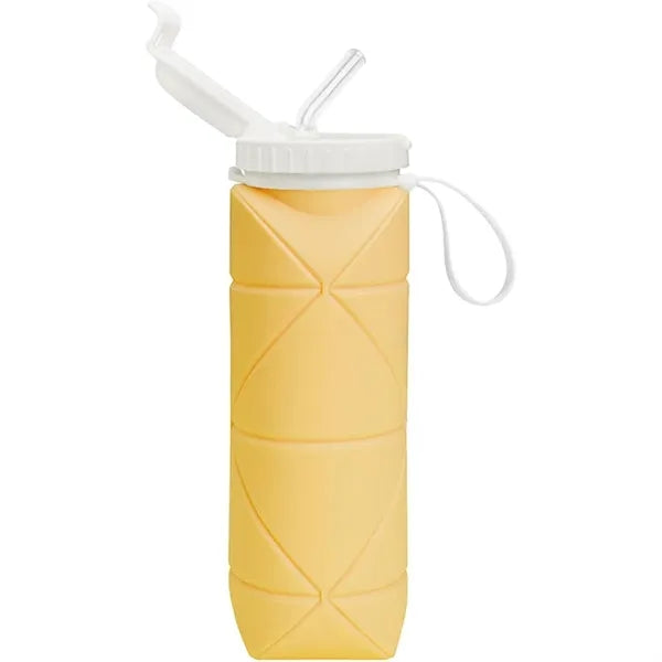 20oz. Collapsible Portable Silicone Water Bottle with Straw