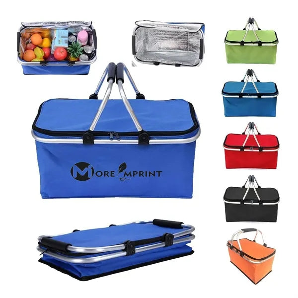 Insulated Picnic Basket Foldable Cooler Bag with Alum Frame