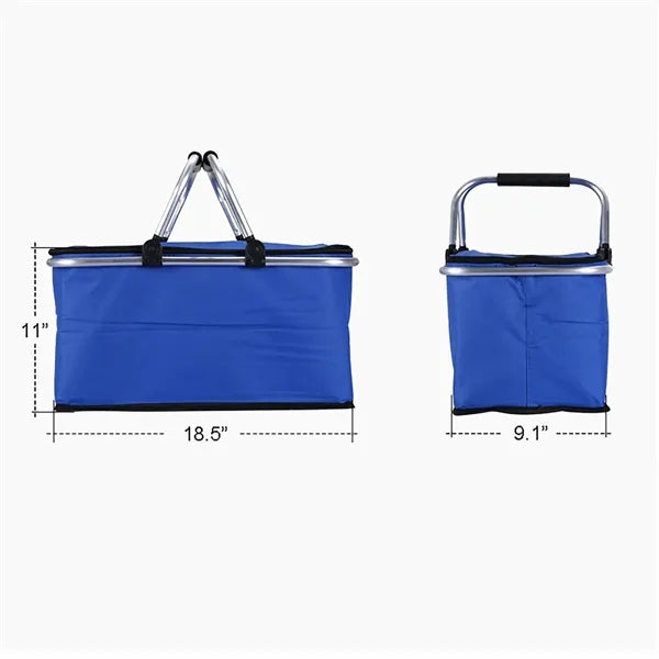 Insulated Picnic Basket Foldable Cooler Bag with Alum Frame