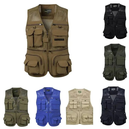 Mens Summer Outdoor Work Safari Fishing Travel Photo Vest