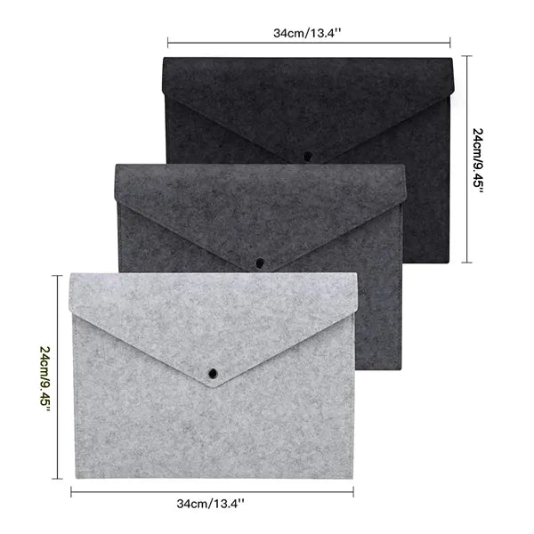 Portable Felt Handbag Button Closure Paper File Folder