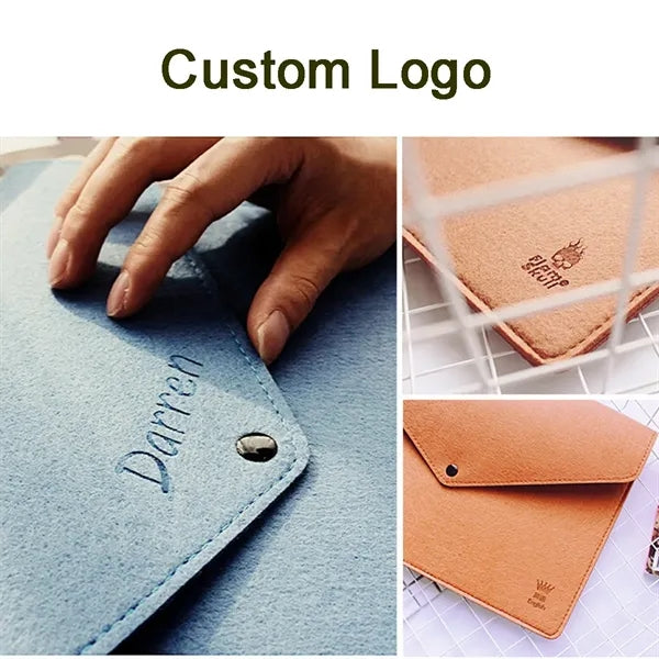 Portable Felt Handbag Button Closure Paper File Folder