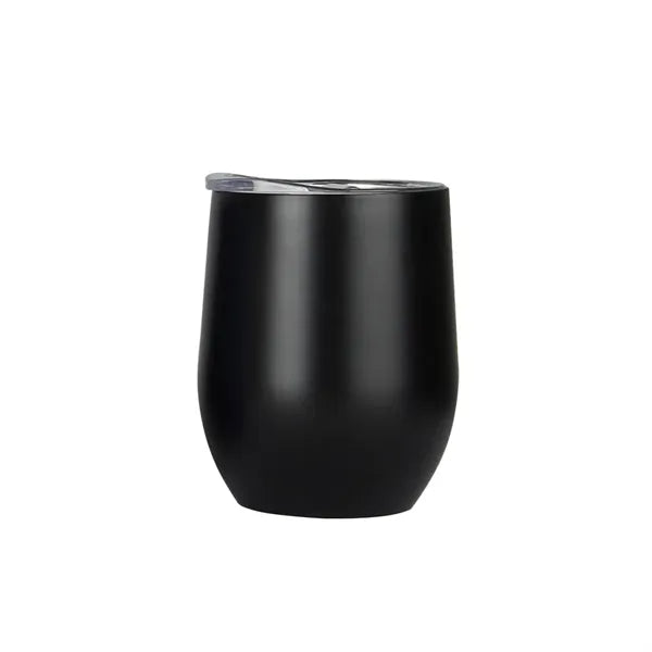 12oz Glossy Stainless Steel Wine Tumbler with Lid