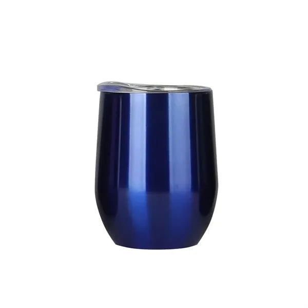 12oz Glossy Stainless Steel Wine Tumbler with Lid