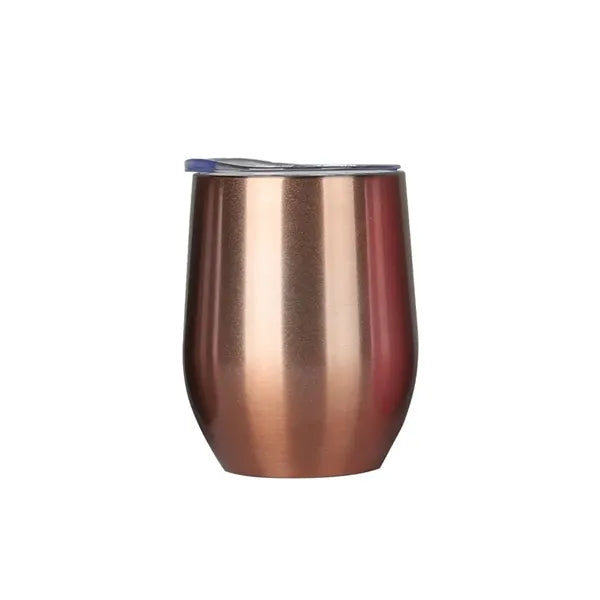 12oz Glossy Stainless Steel Wine Tumbler with Lid