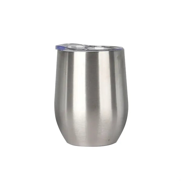 12oz Glossy Stainless Steel Wine Tumbler with Lid