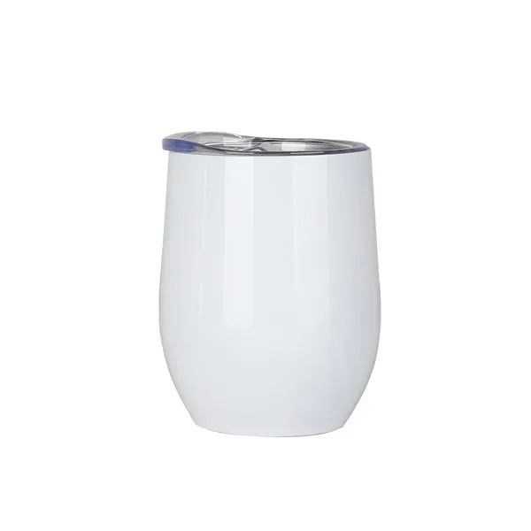 12oz Glossy Stainless Steel Wine Tumbler with Lid