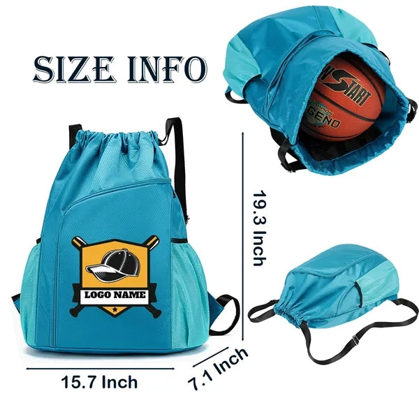 Heavy-Duty 600D Drawstring Backpack with Large Front Pocket