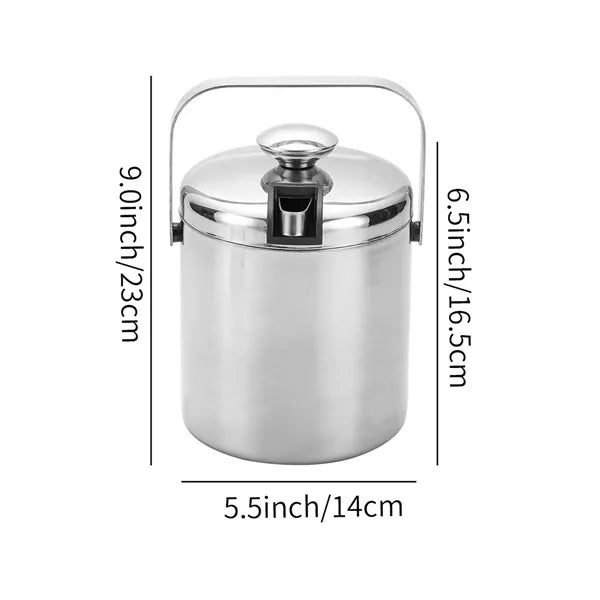 Portable Double Wall Ice Bucket with Tong