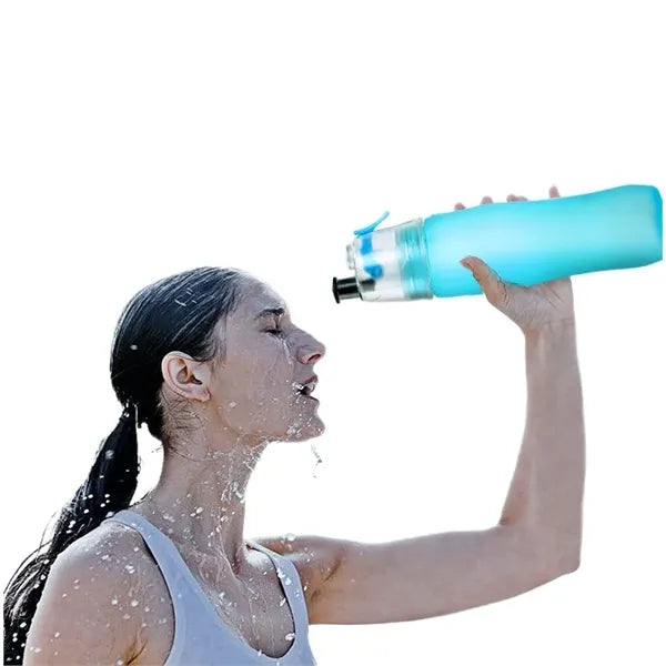 24 OZ Portable Sports Fitness Spray Cooling Water Bottle