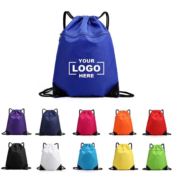 Drawstring Backpack with Front Zipper Pocket