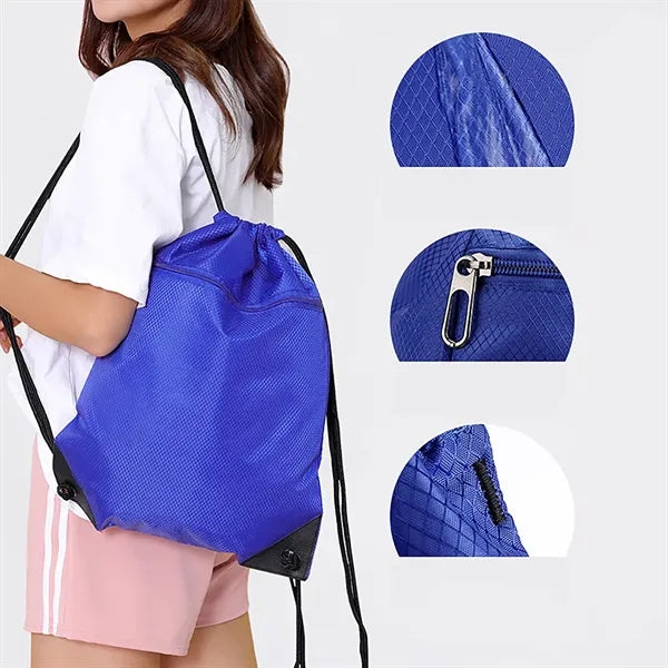 Drawstring Backpack with Front Zipper Pocket