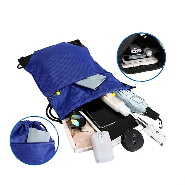 Drawstring Backpack with Front Zipper Pocket
