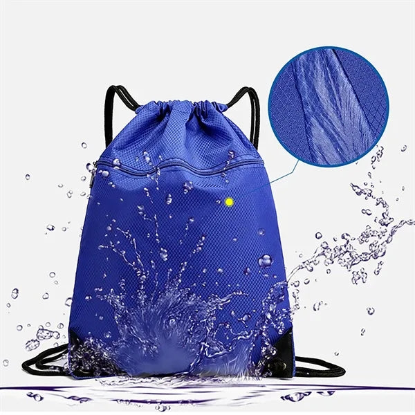 Drawstring Backpack with Front Zipper Pocket
