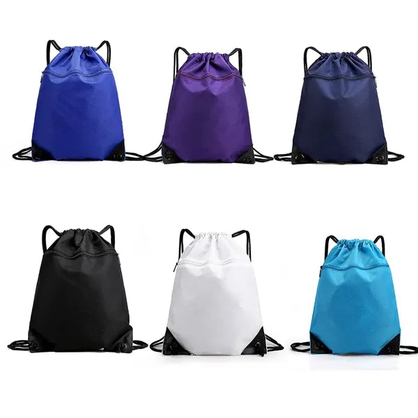 Drawstring Backpack with Front Zipper Pocket