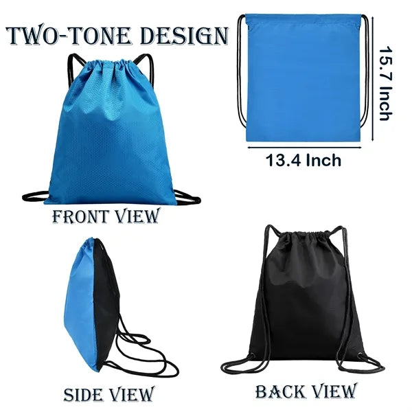600D Lightweight Two-Tone Drawstring Backpack