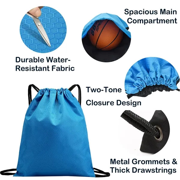 600D Lightweight Two-Tone Drawstring Backpack