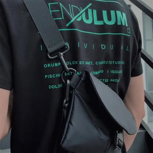 Black Cool Sling Bag for Men Chest Crossbody Waterproof
