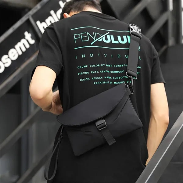 Black Cool Sling Bag for Men Chest Crossbody Waterproof