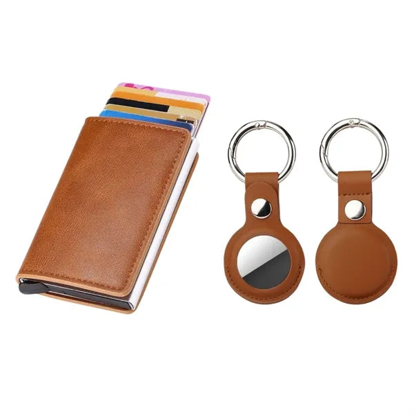 RFID Wallet + KEYCHAIN w/ Apple Tracker Holder SET