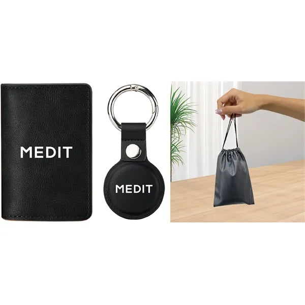 RFID Wallet + KEYCHAIN w/ Apple Tracker Holder SET