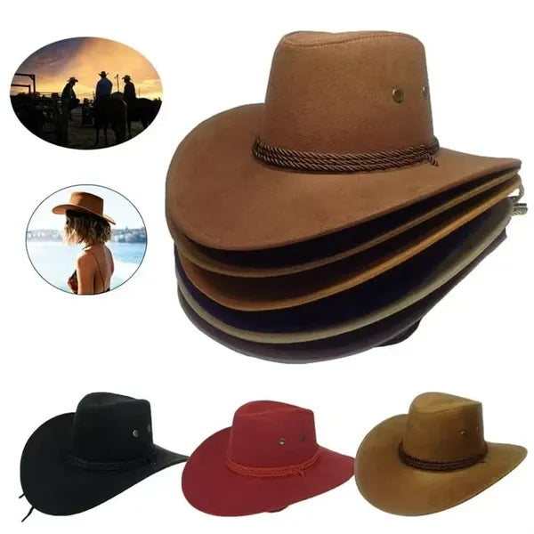 Cowboy Suede Outdoor Sun Horse Riding Big Brim Hat