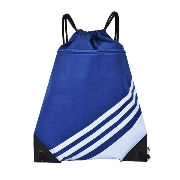 600D Contrast Drawstring Backpack with Zipper Pocket