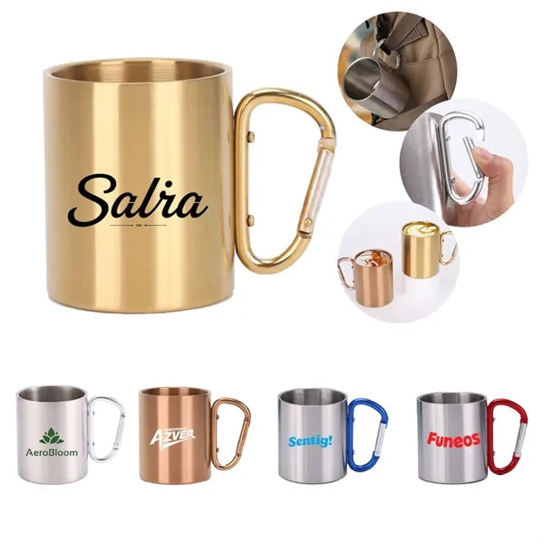 10oz Stainless Steel Mountain Buckle Handle Water Cup