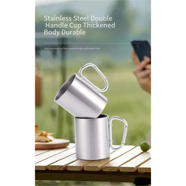10oz Stainless Steel Mountain Buckle Handle Water Cup