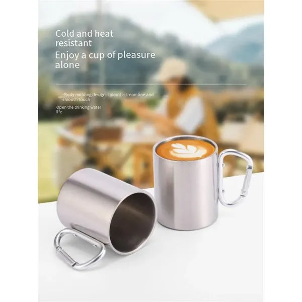 10oz Stainless Steel Mountain Buckle Handle Water Cup