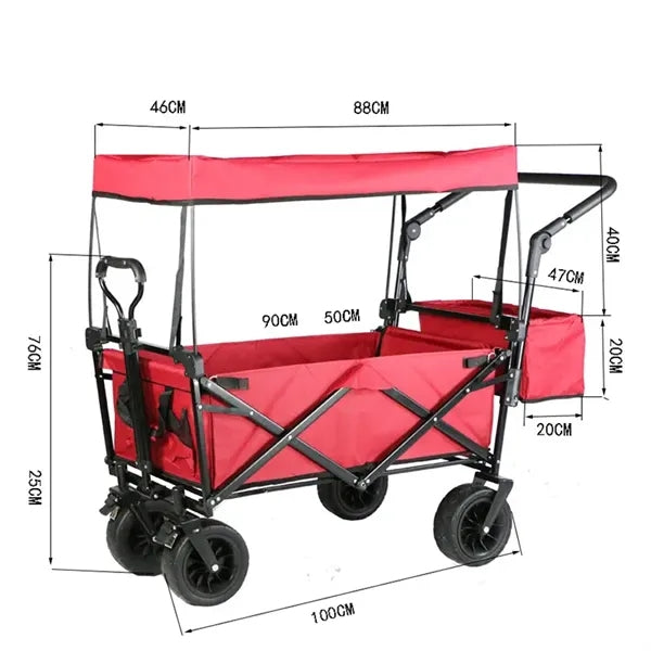 Outdoor Four-wheel Foldable Portable Picnic Trolley